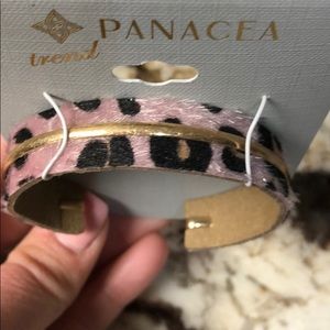 Panacea pink leopard fur cuff bracelet